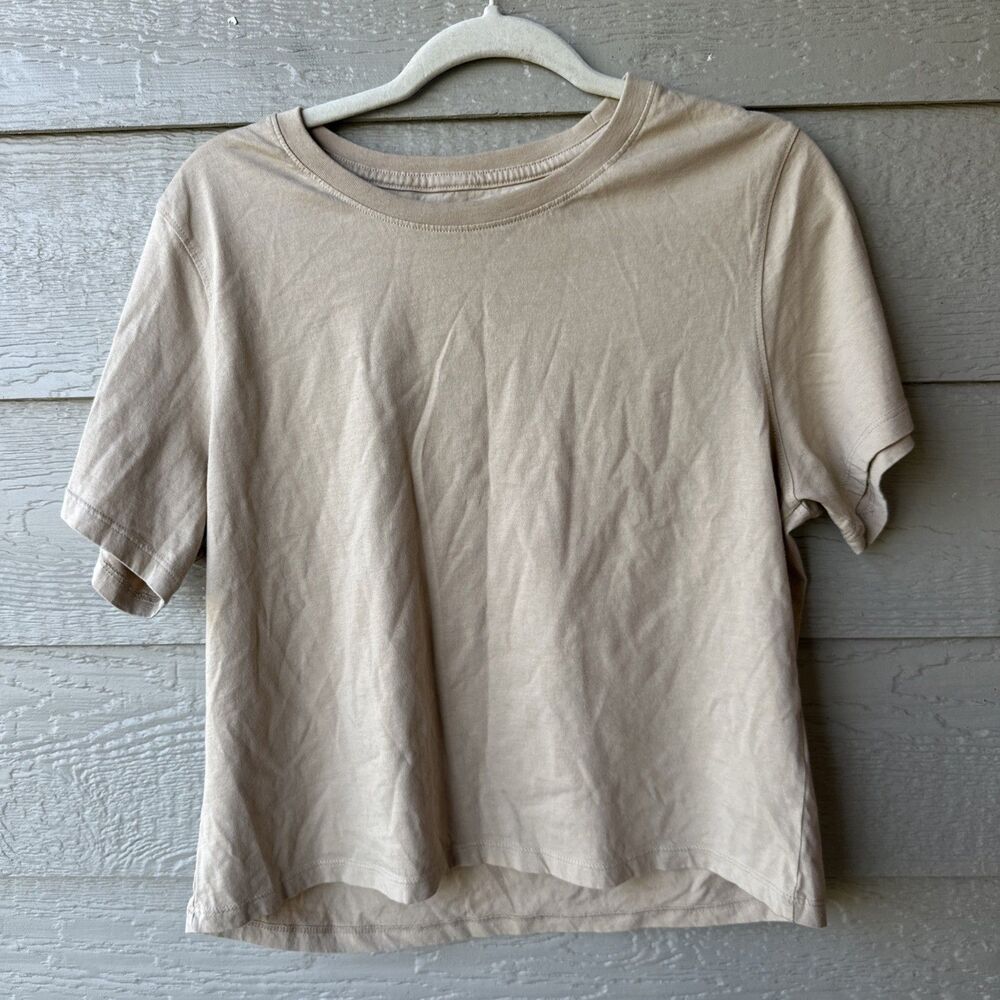 Quince Organic Cotton Boxy Tee Beige Size Large Minimalist Capsule Basic Luxury